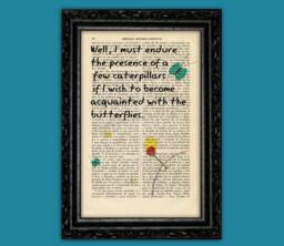 The Little Prince & Rose - Book Art Print On Vintage Dictionary Page With Butterflies & Famous Quote From Saint Exup??ry - 47-N??13 - thumbnail 1