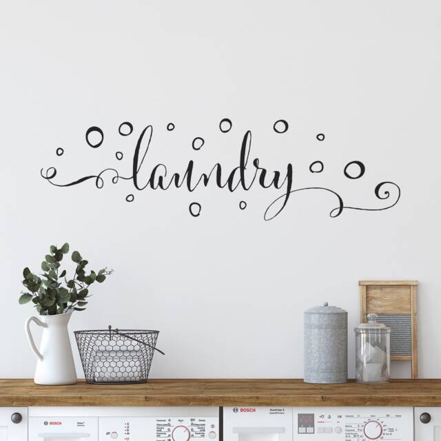 Laundry Room Wall Decal Bubbles Decor, Wash Sign Ww111 - image 1