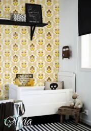 Nursery Self Adhesive Vinyl Wallpaper For Kids Room, Peel & Stick Retro Owl Pattern Wall Decal - Olb_019
