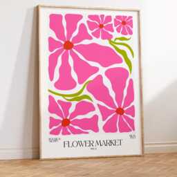 Flower Market - Milan, Chic, Modern Print, Gallery Wall, Art, Cute Boho Poster, Vibrant Pink, Botanical A4/A5/A3/A2/8x10/5x7 - thumbnail 2