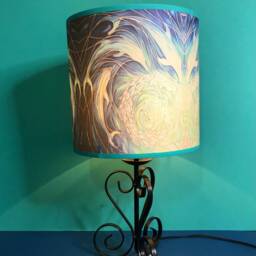 Blue Aqua Dolphin Lamp Shade - Swimming Dolphins Lampshade Navy Prussian Green Ocean Decor - thumbnail 3
