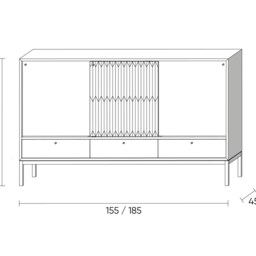 Mid Century Modern Walnut Sideboard With Inlaid Sliding Doors - thumbnail 4