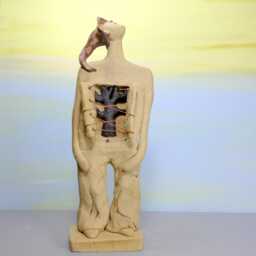 Handmade Clay Man Sculpture, Hopeful Figure With Tree - thumbnail 4