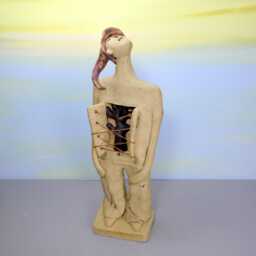 Handmade Clay Man Sculpture, Hopeful Figure With Tree - thumbnail 2