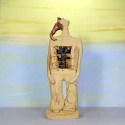 Handmade Clay Man Sculpture, Hopeful Figure With Tree - thumbnail 3