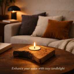 Olive Wood Candle Holder Handmade Rustic Tealight Natural Decor Gift Unique Artisan Piece - thumbnail 2