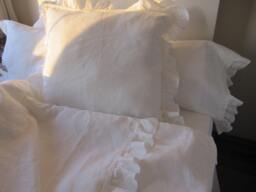 Ivory Or White Linen Ruffle Euro Sham -26x26 20x36 French Country Home - Shabby Cottage Chic- Turkish Romantic & Living Bed Pillows