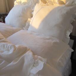 Ivory Or White Linen Ruffle Euro Sham -26x26 20x36 French Country Home - Shabby Cottage Chic- Turkish Romantic & Living Bed Pillows - thumbnail 3