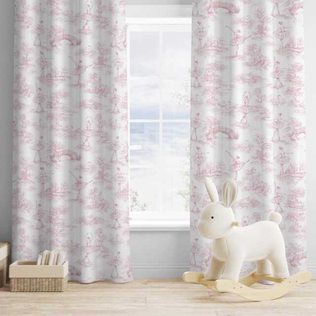 Chinoiserie Toile De Jouy Ballerina - Pink, Curtains, Blackout Or Non Blackout, Eyelet, Pencil Pleat Rod Pocket, Home Decor - image 1
