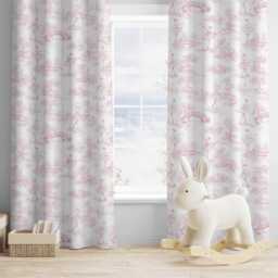 Chinoiserie Toile De Jouy Ballerina - Pink, Curtains, Blackout Or Non Blackout, Eyelet, Pencil Pleat Rod Pocket, Home Decor
