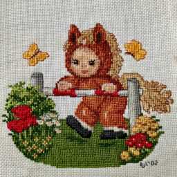 Completed Horse Baby Cross Stitch - Gentle Foal Design Handmade Wall Art, Gift - thumbnail 1