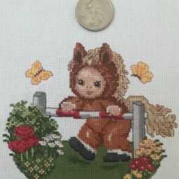 Completed Horse Baby Cross Stitch - Gentle Foal Design Handmade Wall Art, Gift - thumbnail 4