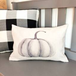 Linen Pumpkin Pillow Cover Watercolor Farmhouse Fall Decor - thumbnail 3