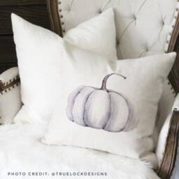 Linen Pumpkin Pillow Cover Watercolor Farmhouse Fall Decor - thumbnail 2
