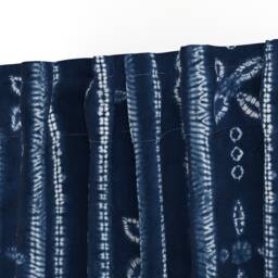 Indigo Batik Curtain Panel - Floral Stripes Tropical Shibori Blue & White Custom By Lolahstudio - thumbnail 3