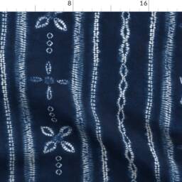Indigo Batik Curtain Panel - Floral Stripes Tropical Shibori Blue & White Custom By Lolahstudio - thumbnail 4