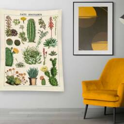 Tapestry Wall Hanging, Art Hand Woven, Cactus Tapestry, Pattern, Green Salon Minimalist Decor, Gift - thumbnail 3