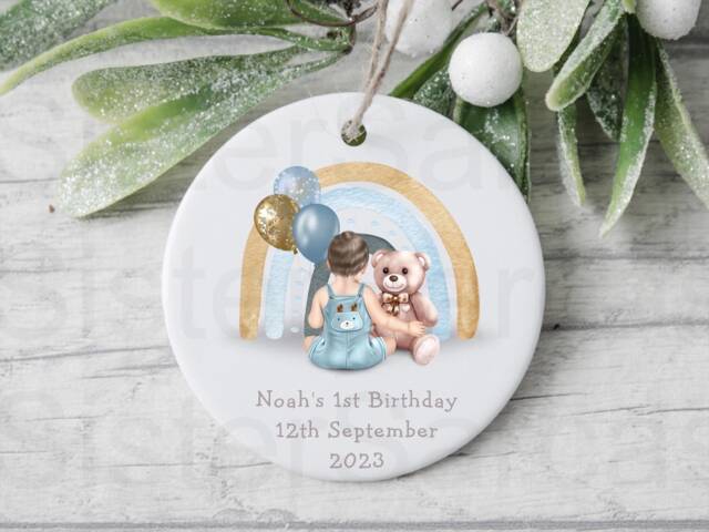 Baby Boys 1st First Birthday Personalised Plaque Keepsake Gift Bauble Nephew Grandson Godson Son 2nd 3rd - image 1