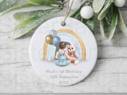 Baby Boys 1st First Birthday Personalised Plaque Keepsake Gift Bauble Nephew Grandson Godson Son 2nd 3rd - thumbnail 1