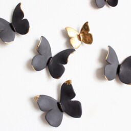 Wall Decor Of Black & Gold Porcelain Butterflies For Home Decoration Gift Idea - thumbnail 2