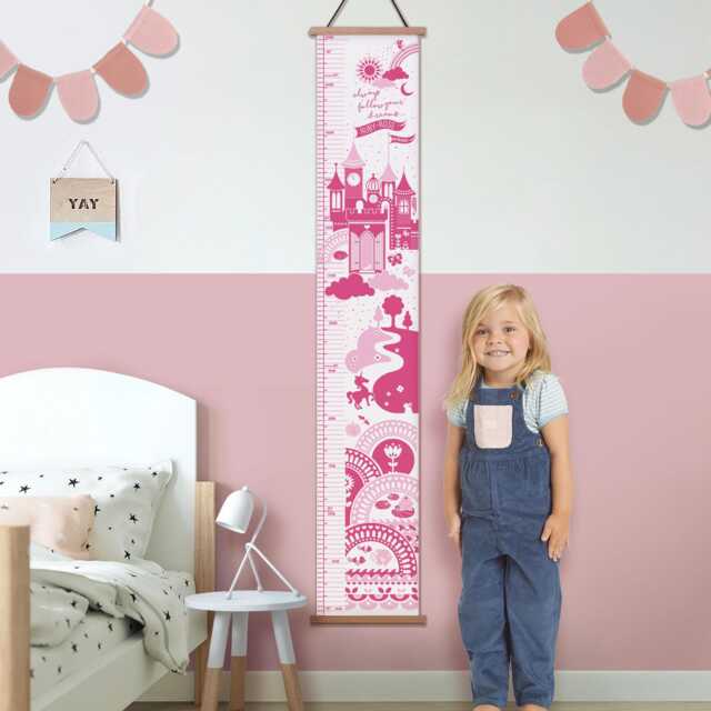 Personalised Fairytale Princess Castle Height Chart, Kid's Growth Chart, Nursery Decor Wall Hanging, First Birthday Gift - New Baby - image 1