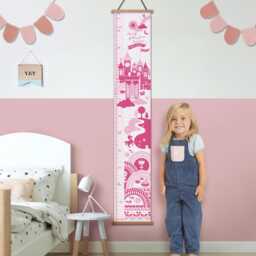 Personalised Fairytale Princess Castle Height Chart, Kid's Growth Chart, Nursery Decor Wall Hanging, First Birthday Gift - New Baby - thumbnail 1
