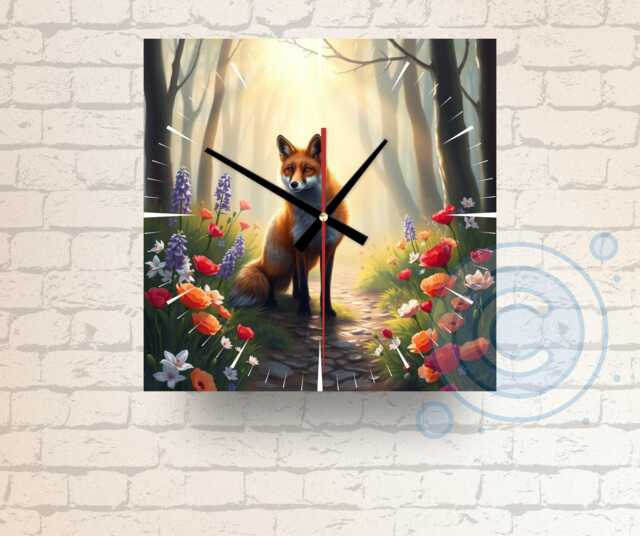 Fox Wall Clock Tempered Glass Woodland Art - Nature Home Decor - 20cm Or 30cm - image 1