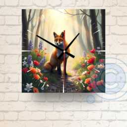 Fox Wall Clock Tempered Glass Woodland Art - Nature Home Decor - 20cm Or 30cm - thumbnail 3