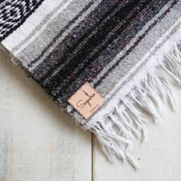 Mexican Blanket Falsa Yoga Soft Handwoven Throw Black White Gray - thumbnail 3