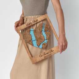 Anniversary Location Map, Custom Coordinates Heart, Wooden Couple Keepsake Wall Art - thumbnail 2