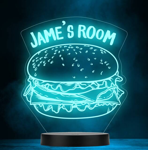 Burger Fast Food Lover Personalised Gift Colour Changing Led Lamp Night Light - image 1