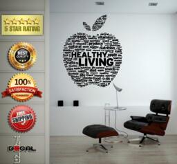 Good Health Healthy Life Style Food Exercise Fitness Wall Vinyl Sticker Mural Room Decor L1816 - thumbnail 1