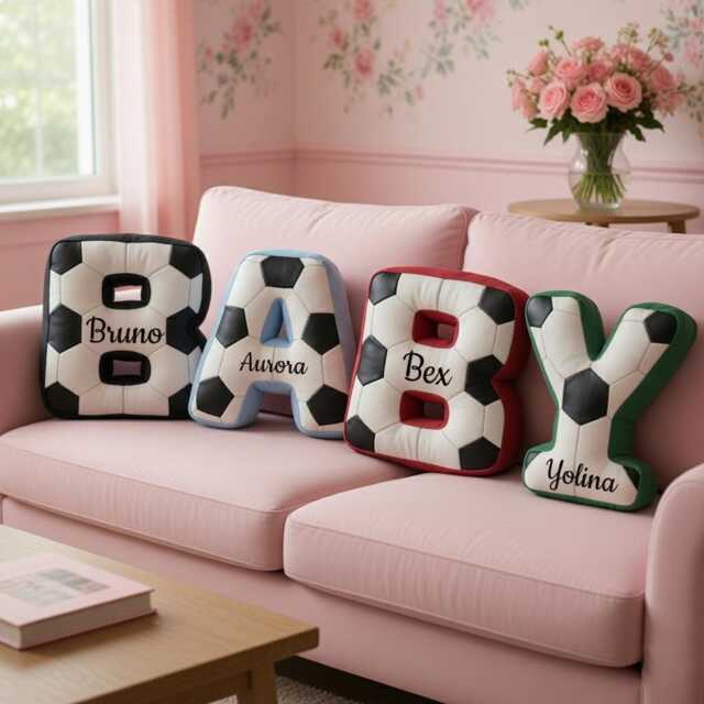 Personalized Football Letter Pillows, Initial Pillow With Name, Gift, Lover Player Fans Sports Gifts - image 1