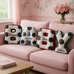 Personalized Football Letter Pillows, Initial Pillow With Name, Gift, Lover Player Fans Sports Gifts - thumbnail 1