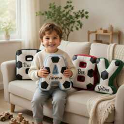 Personalized Football Letter Pillows, Initial Pillow With Name, Gift, Lover Player Fans Sports Gifts - thumbnail 4