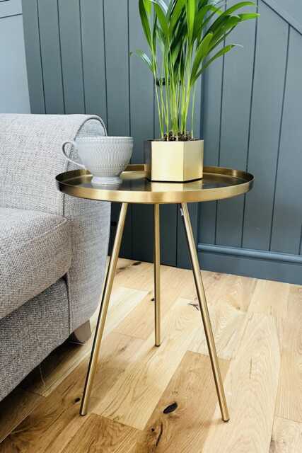 Brushed Brass Hand-Finished Tray Table, Bedside Table, Coffee Table. Scandi Style - image 1