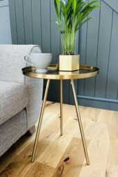 Brushed Brass Hand-Finished Tray Table, Bedside Table, Coffee Table. Scandi Style - thumbnail 1
