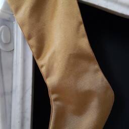 Luxury Christmas Stocking Fortuny Fabric Burnt Apricot & Silvery Gold Barberini Pattern - Made in Italy - thumbnail 2