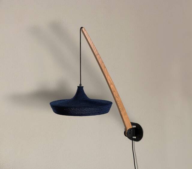Mesh Wooden Wall Lamp, Handwoven Sconce, Minimalist Wood Lighting, Weaving Handcraft Sconce, Japanese Style, Creal Design Studio - image 1