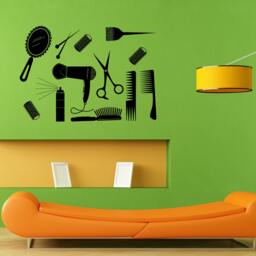 Tools For Hair Style Nail Beauty Salon Spa Shop Barbershop Wall Sticker Vinyl Mural Decal Home House Apartment Art Decor Free Shipping L036 - thumbnail 1