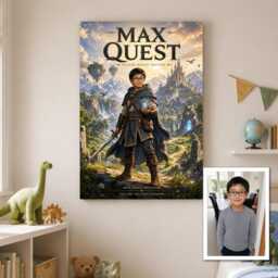 Personalised Fantasy Game Cover Canvas From Photo, Custom Title Open World Rpg Wall Art, Gamer Room Decor Birthday Gift Idea - thumbnail 2