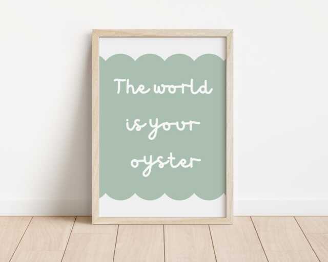 The World Is Your Oyster, Nautical Prints, Nursery Wall Art, Ocean, Sea Life, Kids Bedroom Neutral Ocean Art - image 1