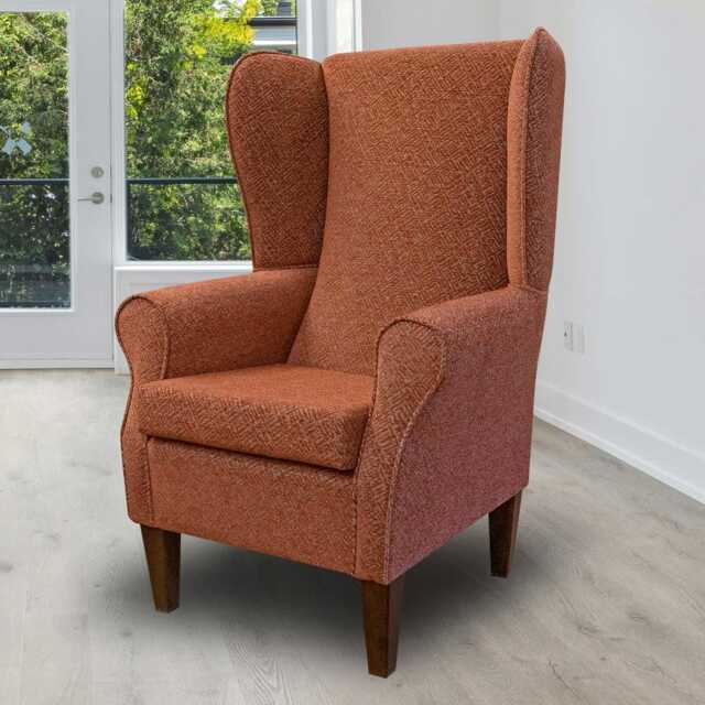Terracotta Crosshatch Wingback Chair Handmade Accent Armchair - image 1