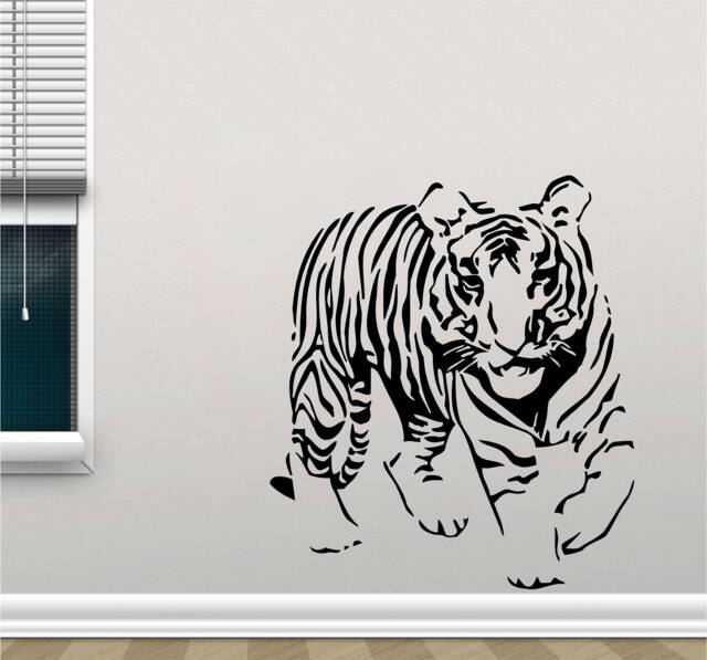 Full Tiger Vinyl Wall Art, Decal, Sticker, Transfer, Mural, Removable, Decor, Rent Friendly, Interior, Exterior, Full - 0615 - image 1