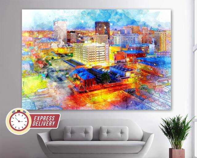 El Paso Skyline, Canvas Art, Print, Wall Poster, Photo, Texas Gift - image 1
