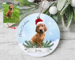 Personalised Pet Photo Christmas Ornament, Dog Bauble Decoration - thumbnail 1