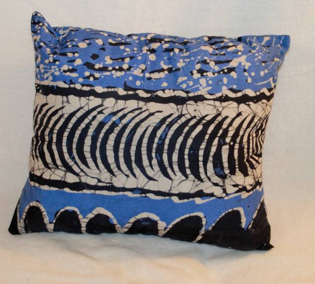 Blue, Black & White Batik , Hand Made, One-Of-A-Kind African Motifs Design - image 1