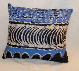 Blue, Black & White Batik , Hand Made, One-Of-A-Kind African Motifs Design - thumbnail 1