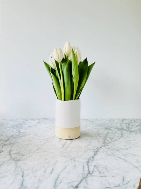 Simple Cylindrical Vase - Satin White - image 1