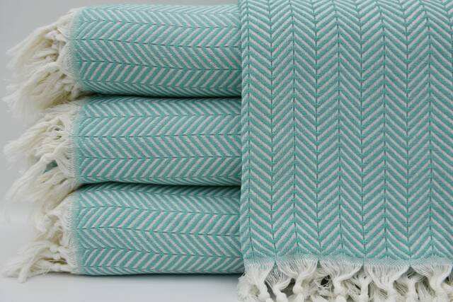 Turkish Blanket, Mint Green Blanket, Turkish Bedspread, Throw Blanket, Bed Rug, Peshtemal Cover, Bed Cover, Turkish Towel, B3-Damlab - image 1